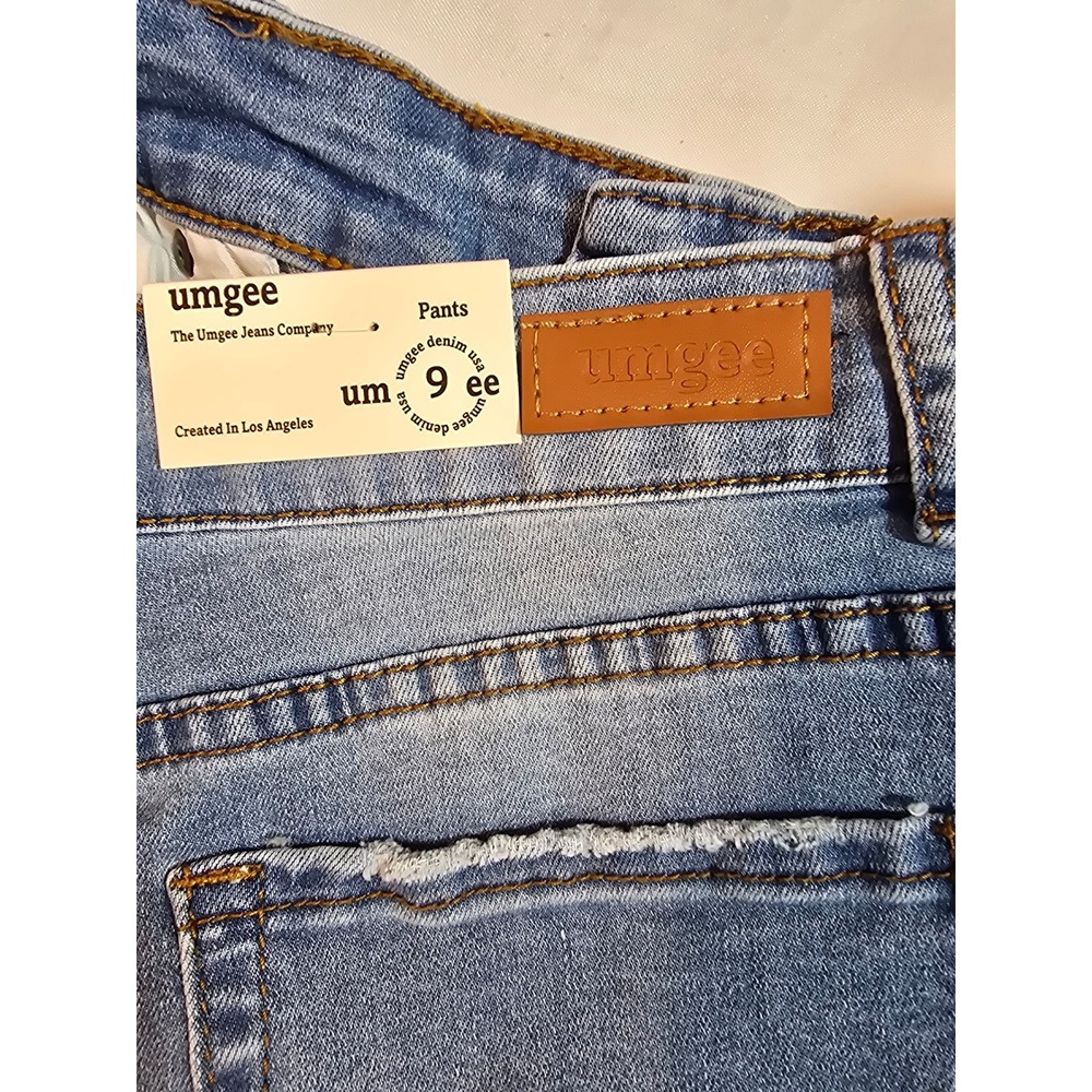 Umgee Denim High Rise Straight Leg Distressed Ripped Jeans Medium Wash Size 7 - Picture 6 of 16